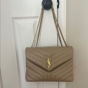 Yves Saint Laurent Medium Loulou Matelassé shoulder bag in dark beige